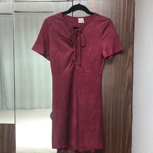 Burgundy suede dress